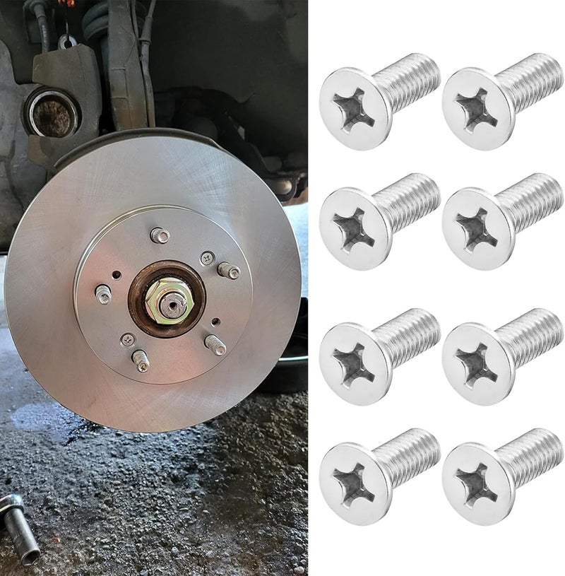 Lyxheth 8PCS Stainless Steel Brake Disc Rotor Screws, Brake Disc Bolts, Brake Rotor Retaining Screw for Front and Rear, 93600-06014-0H Disc Brake Fixing Screw Compatible with Honda Hyundai Mazda - Image 1